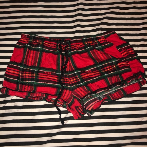 VS Pink Holiday Plaid PJ Set W/Eye Mask in Medium - Picture 6 of 8